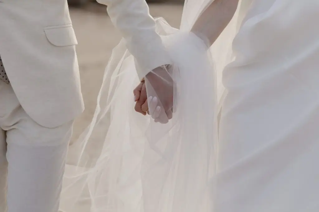 wedding couple Holding Hands